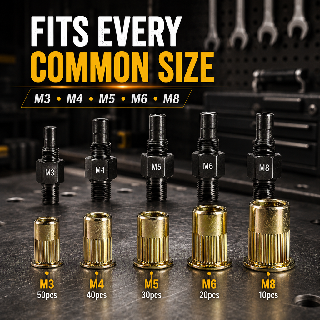🛠️Head Rivet Nut Tool, M3 M4 M5 M6 M8 Rivnut Kit