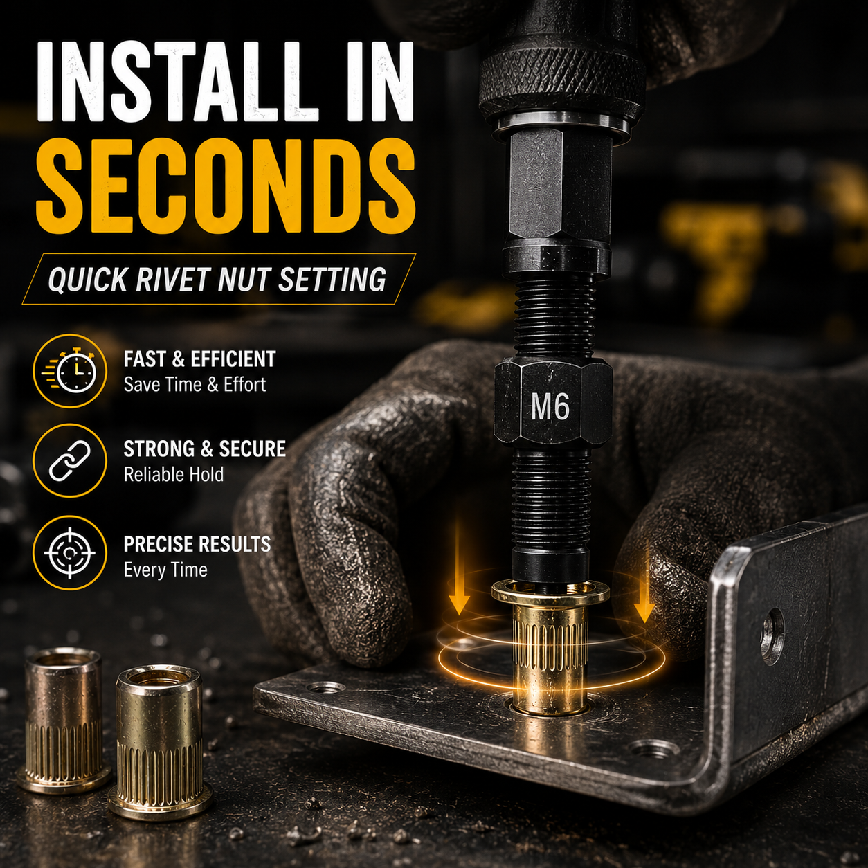 🛠️Head Rivet Nut Tool, M3 M4 M5 M6 M8 Rivnut Kit