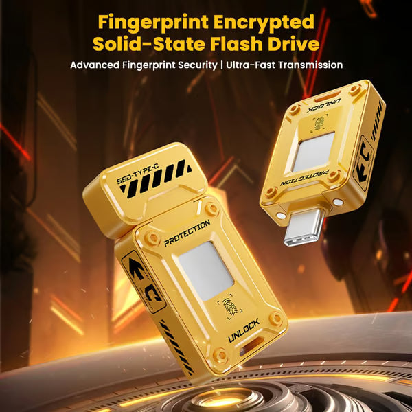 FU80 USB-C & USB-A Pen Drive, Flash Drive, 560MB/s, Fingerprint Encryption, Metal Casing, Solid State, Plug & Play, Secure Storage