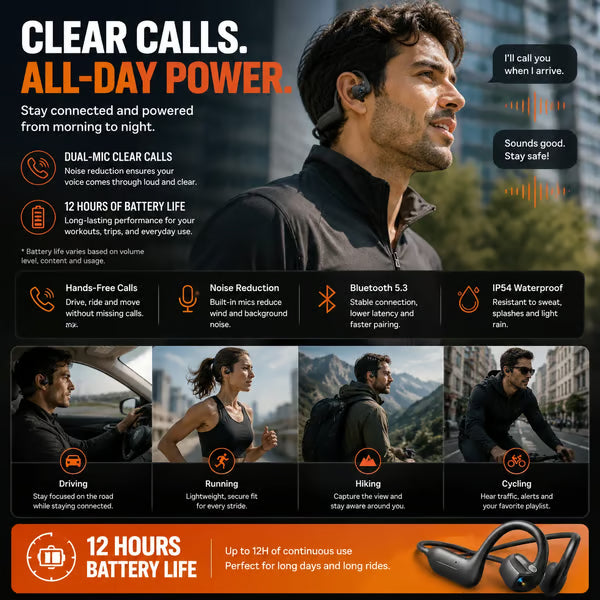 👂8MP Smart Camera Open-Ear Headset – EIS Video, AI Assistance & 12H Battery