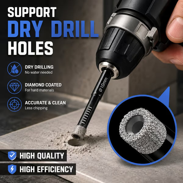 ⚡️6 Pcs Diamond Drill Bits Set, 1/4 5/6 3/8 1/2 Inch Brazed Diamond Drill Bits for Precision Drilling in Tile Ceramic Glass Granite Marble Masonry